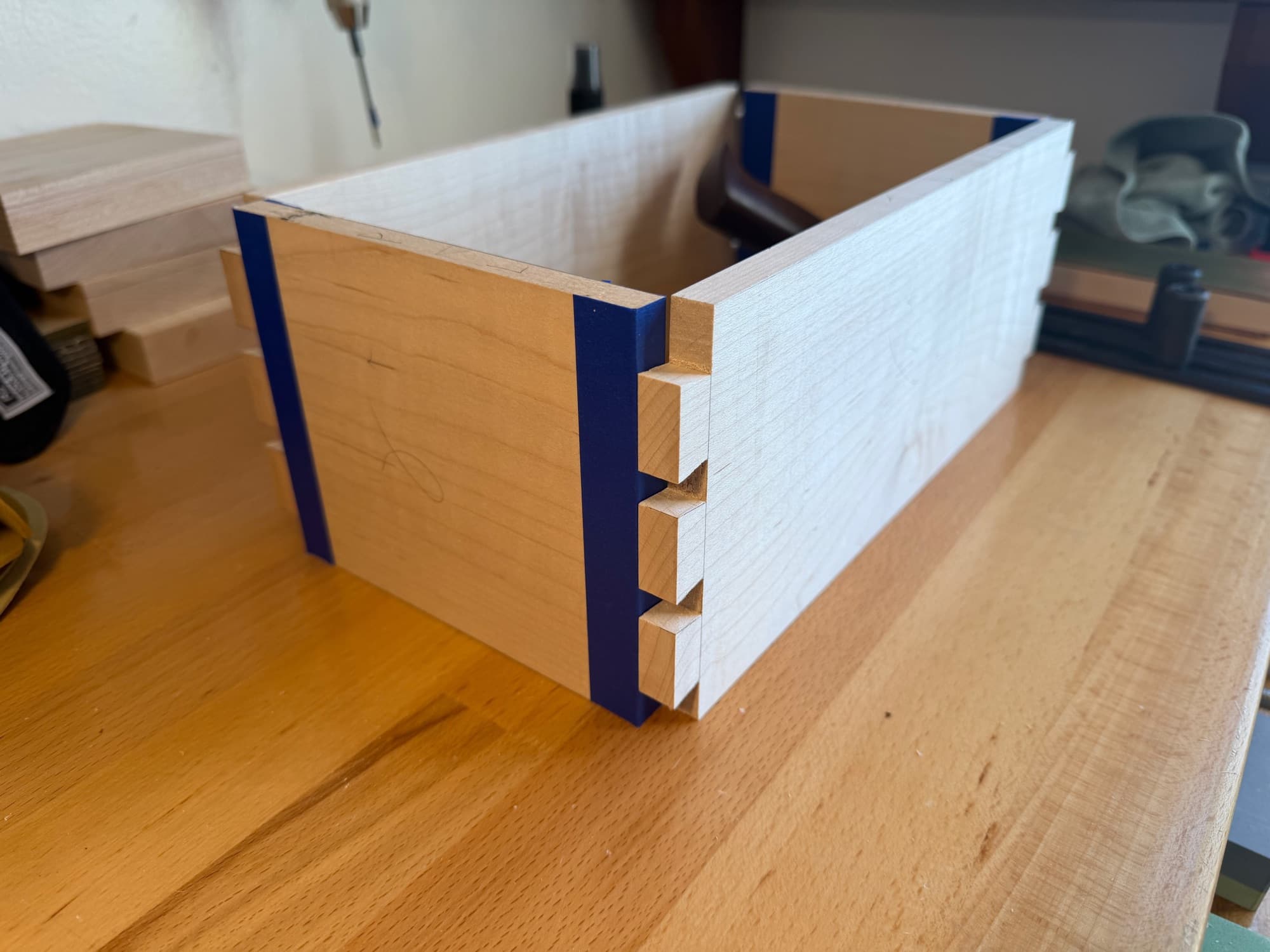 Maple Box with Walnut Lid in progress