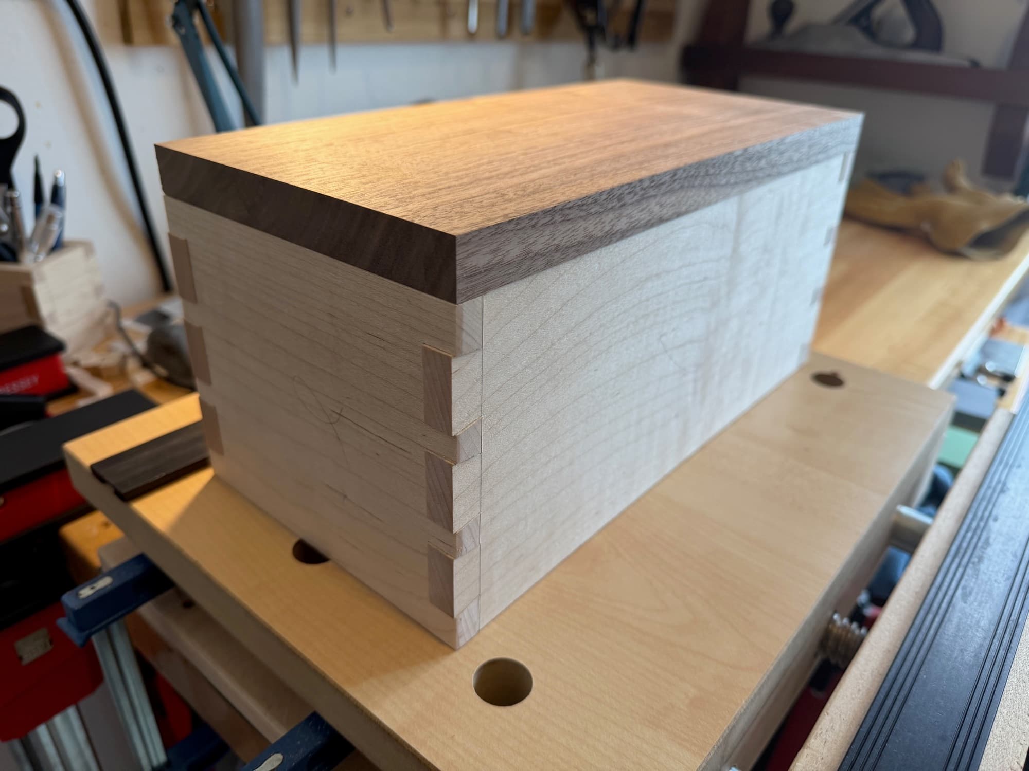 Maple Box with Walnut Lid in progress