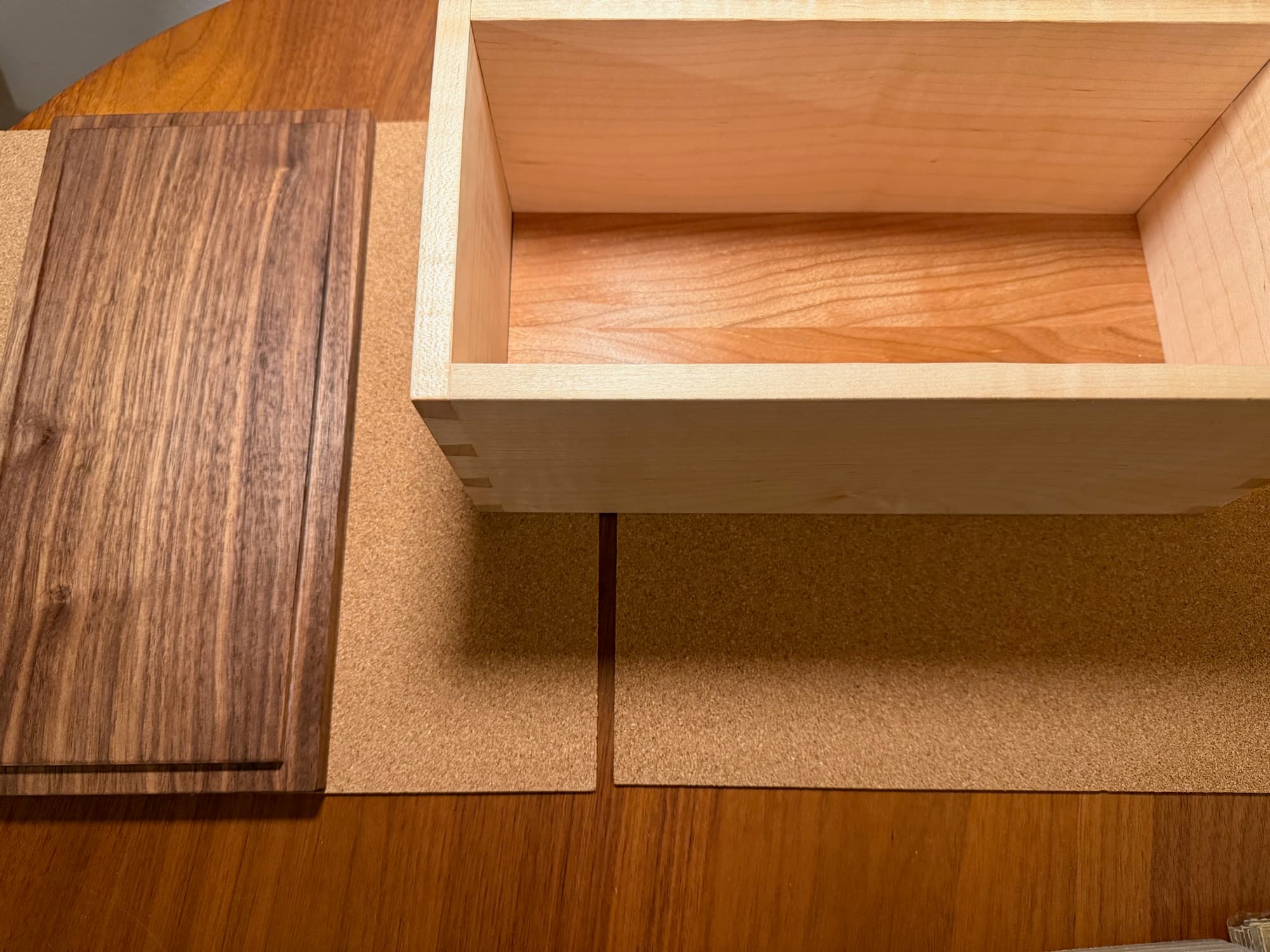 Maple Box with Walnut Lid in progress