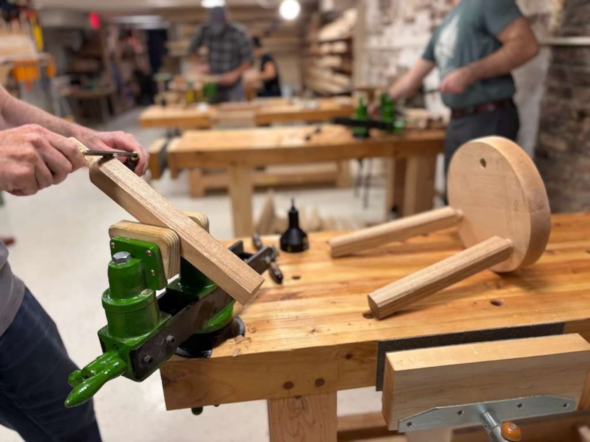 Staked Milking Stool in progress