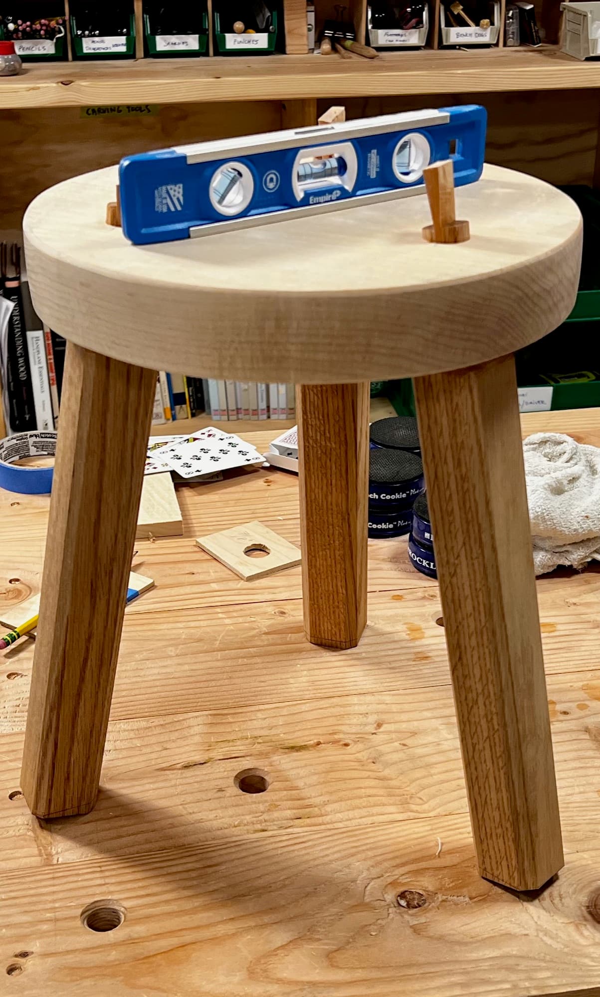 Staked Milking Stool in progress