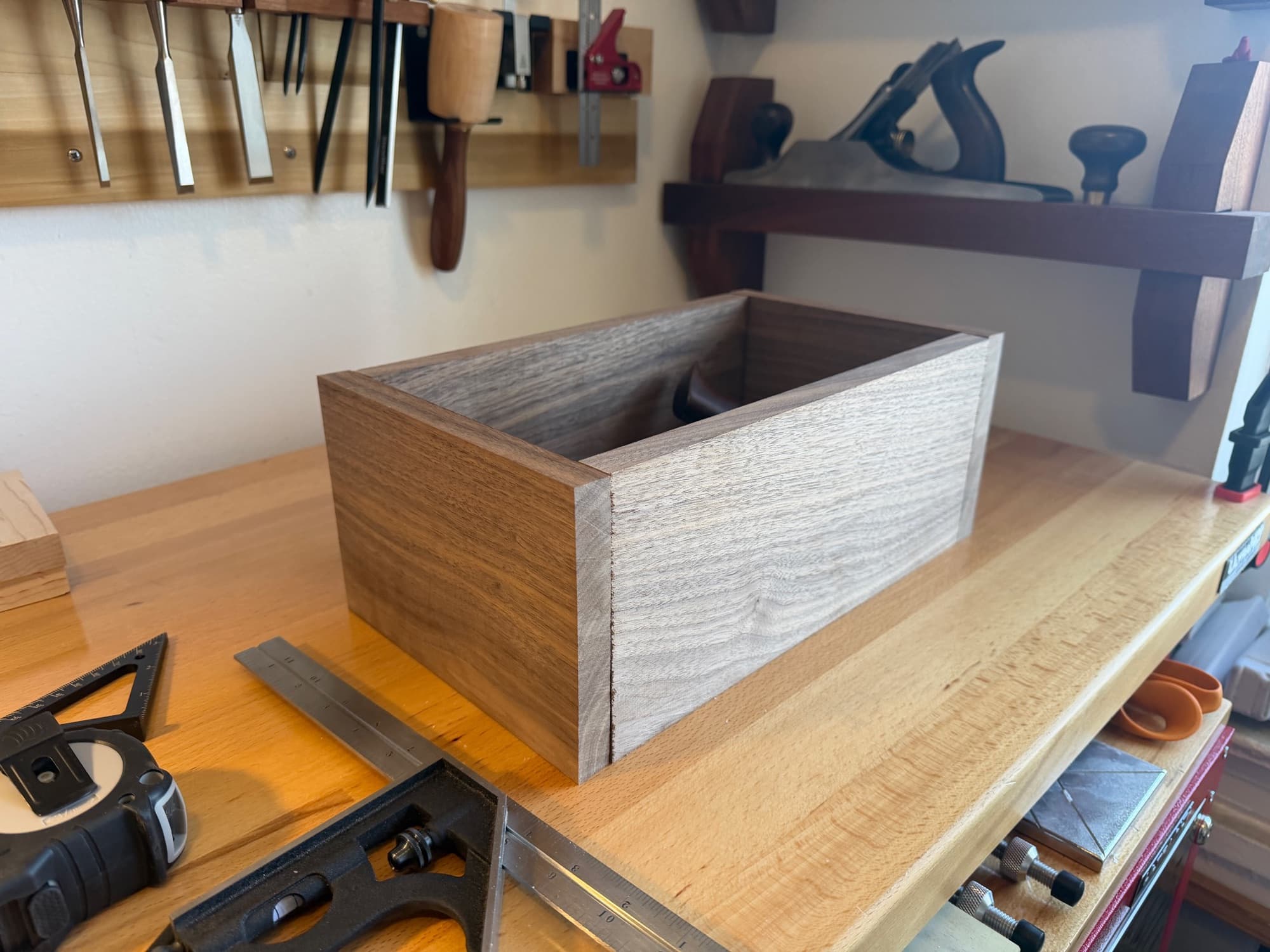 Walnut Box with Hinged Lid in progress