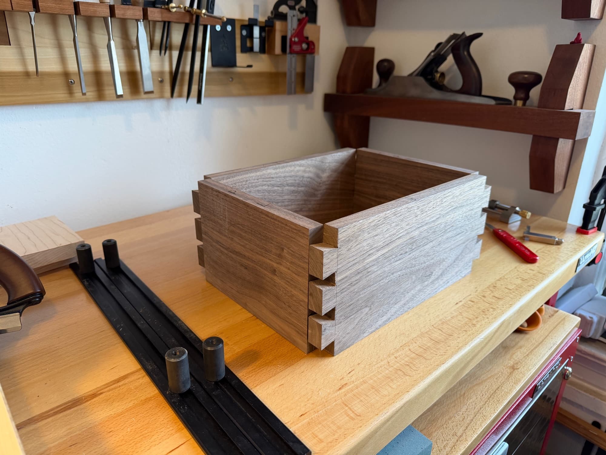 Walnut Box with Hinged Lid in progress